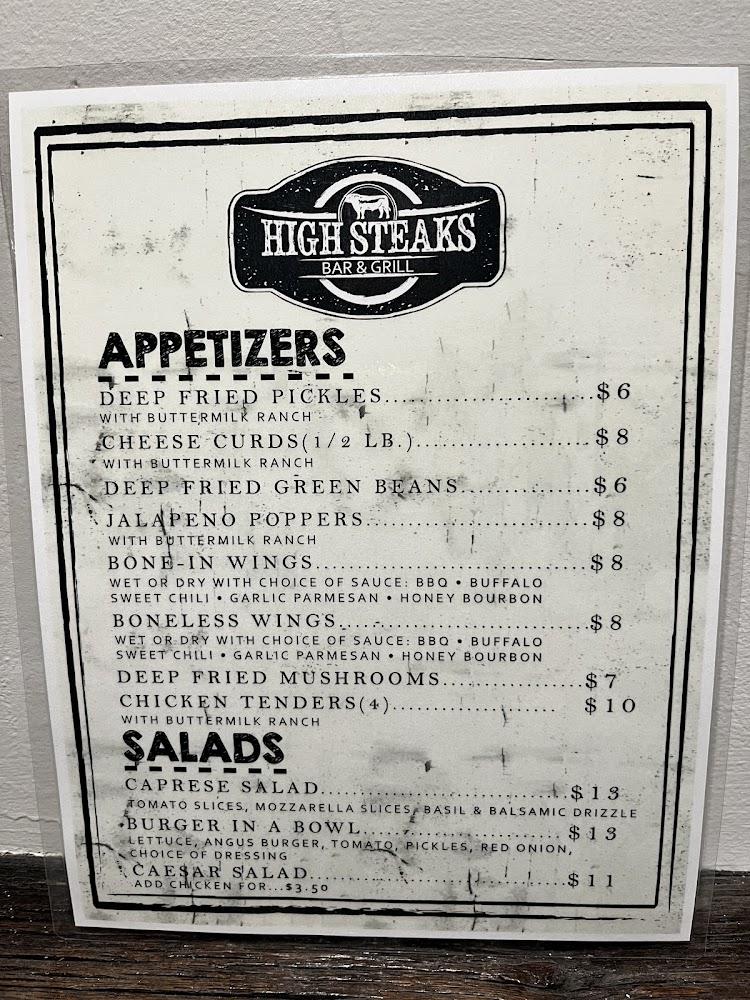 High Steaks Bar & Grill Menu image 2